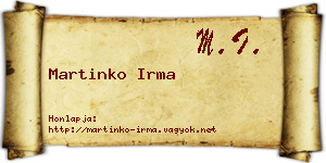 Martinko Irma névjegykártya